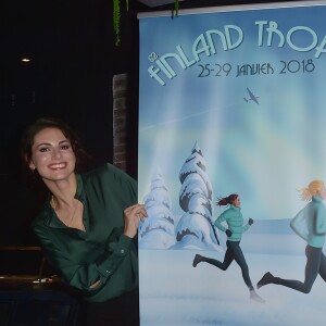 Exclusif - Les organisteurs Thierry Jacob et Christelle Gauzet, la marraine Valérie Trierweiler et Laury Thilleman (marraine du Raid) - Présentation du 1er Raid sportif 100% féminin "Le Finland Trophy" au Ice Kube Bar à Paris le 13 décembre 2017. La course se déroulera du 25 au 29 janvier 2018 au Cercle Polaire en Laponie avec 50 équipes. © Giancarlo Gorassini/Bestimage