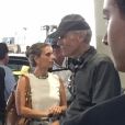 Exclusif - Clint Eastwood sur le tournage de son prochain film "The 15:17 to Paris" à l'aéroport de Paris-Charles-de-Gaulle à Roissy en France, le 23 août 2017.