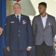 Alek Skarlatos, Spencer Stone et Anthony Sadler - Cérémonie de remise de décorations au Pentagone pour les héros du Thalys le 17 septembre 2015