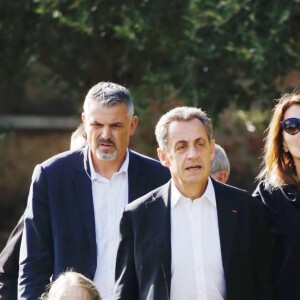 Nicolas Sarkozy, sa femme Carla Bruni et leur fille Giulia arrivent au musée de l'Acropole à Athènes. Le 24 octobre 2017 