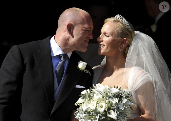 Zara (Phillips) et Mike Tindall lors de leur mariage le 30 juillet 2011 à Edimbourg. Le 5 janvier 2018, un porte-parole a annoncé la grossesse de la fille de la princesse Anne, enceinte de son second enfant après avoir été victime en 2016 d'une fausse couche.