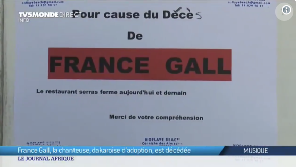 L'île de N'Gor au Sénagal où France Gall avait ouvert le restaurant "Noflaye Beach". Images du Journal de l'Afrique sur TV5 Monde, janvier 2018.