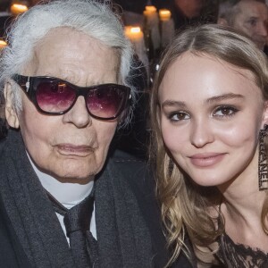 Karl Lagerfeld, Lily-Rose Depp - Dîner du défilé Collection Métiers d'Art Chanel à la Philharmonie de l'Elbe à Hambourg en Allemagne le 6 décembre 2017. © Olivier Borde/Bestimage