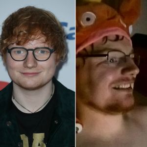 A gauche : Ed Sheeran, superstar de la musique à 26 ans. A droite : Wesley Byrne, un Britannique de 25 ans qui lui ressemble comme deux gouttes d'eau.
