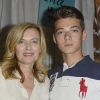 Valérie Trierweiler et son fils Léonard - Inauguration de la Fête des Tuileries à Paris le 26 juin 2015.