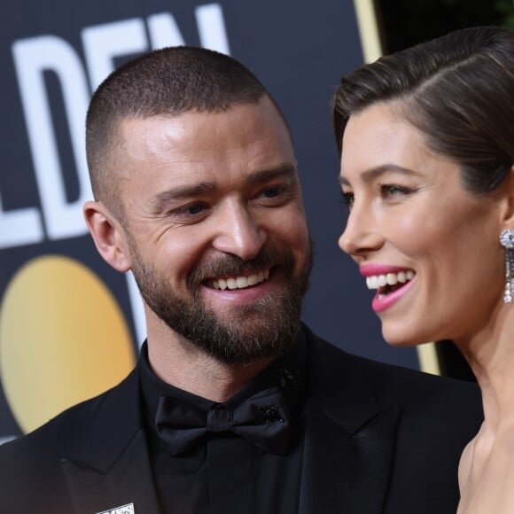 Justin Timberlake et sa femme Jessica Biel sur le tapis rouge de la 75ème cérémonie des Golden Globe Awards au Beverly Hilton à Los Angeles, le 7 janvier 2018. © Chris Delmas/Bestimage