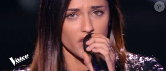 Cécyle lors de la première soirée des auditions à l'aveugle dans "The Voice 7" (TF1) samedi 27 janvier 2018.