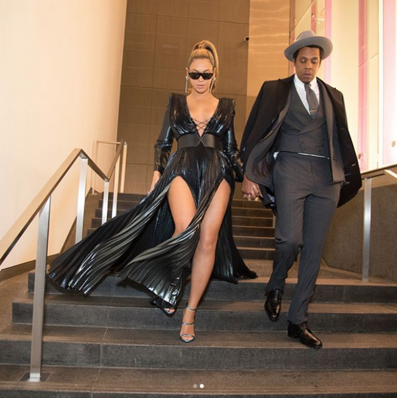 Beyoncé et JAY-Z au brunch pré-Grammy du label Roc Nation. New York, le 27 janvier 2018.