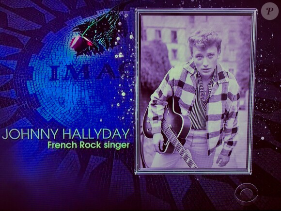 Johnny Hallyday est honoré lors de la 60ème soirée annuelle des Grammy Awards au Madison Square Garden à New York, le 28 janvier 2018.