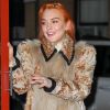 Lindsay Lohan à la sortie du restaurant italien Sant Ambroeus West Village pour les 94 ans de sa grand-mère à New York, le 11 janvier 2018.