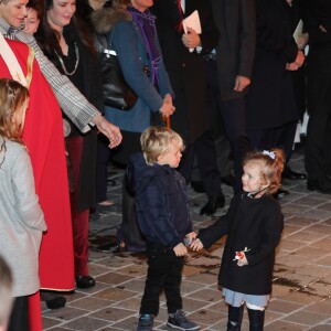 Le prince Jacques et la princesse Gabriella de Monaco ont participé pour la première fois avec leurs parents le prince Albert et la princesse Charlene à la traditionnelle célébration de la Sainte Dévote, Sainte patronne de Monaco, à Monaco, le 26 janvier 2018. © Claudia Albuquerque / Bestimage