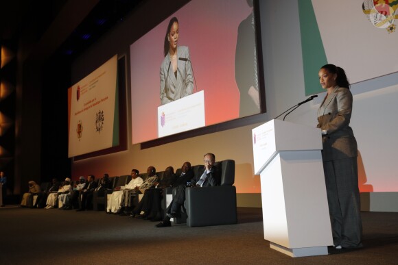 Rihanna assiste à la conférence "GPE Financing Conference, an Investment in the Future" à Dakar, le 2 février 2018.