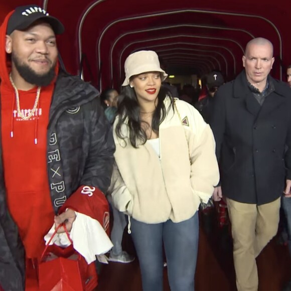 Rihanna et son frère Rorrey Fenty - Match Arsenal vs Everton à l'Emirates Stadium à Londres le 3 février 2018.