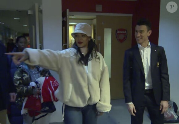 Rihanna et Laurent Koscielny - Match Arsenal vs Everton à l'"Emirates Stadium" à Londres le 3 février 2018.