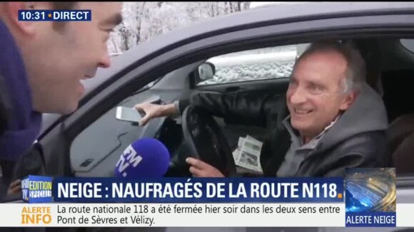 Yves Lecoq coincé toute la nuit dans sa voiture à cause de la neige !