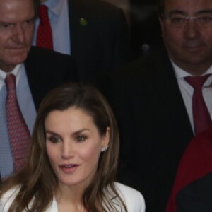 La reine Letizia d'Espagne assiste à la remise des prix de la "Fundación Princesa de Girona" à Mérida le 7 février 2018.