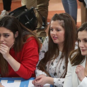 La reine Letizia d'Espagne assiste à la remise des prix de la "Fundación Princesa de Girona" à Mérida le 7 février 2018.