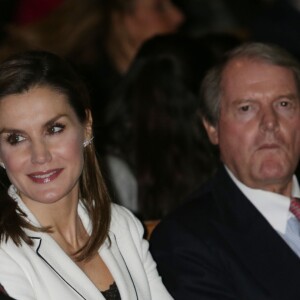 La reine Letizia d'Espagne assiste à la remise des prix de la "Fundación Princesa de Girona" à Mérida le 7 février 2018.