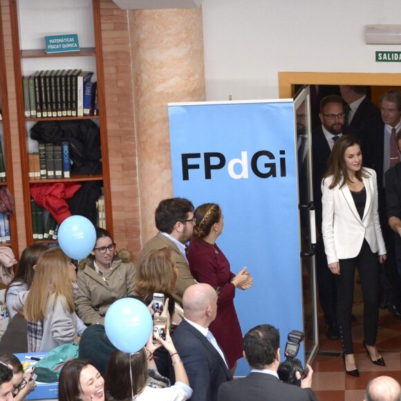 La reine Letizia d'Espagne assiste à la remise des prix de la "Fundación Princesa de Girona" à Mérida le 7 février 2018.