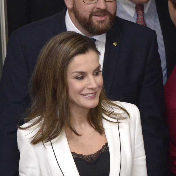 La reine Letizia d'Espagne assiste à la remise des prix de la "Fundación Princesa de Girona" à Mérida le 7 février 2018.