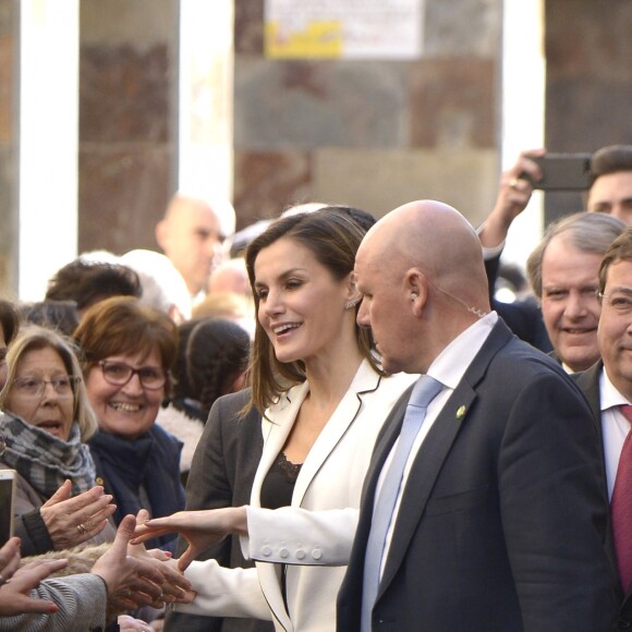 La reine Letizia d'Espagne assiste à la remise des prix de la "Fundación Princesa de Girona" à Mérida le 7 février 2018.