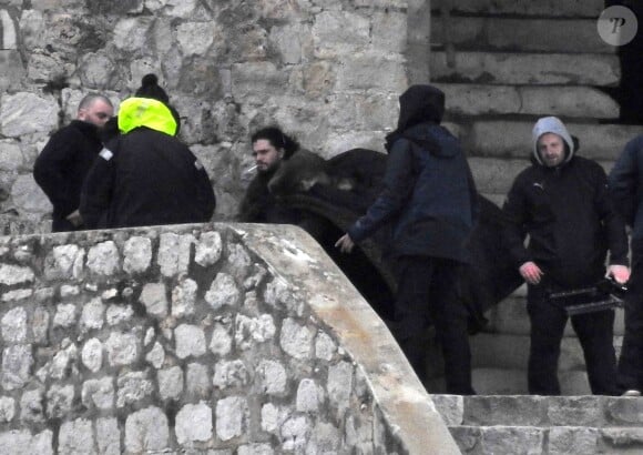 Kit Harrington sur le tournage de la saison 8 de Game of Thrones à Dubrovnik en Croatie, le 7 février 2018.
