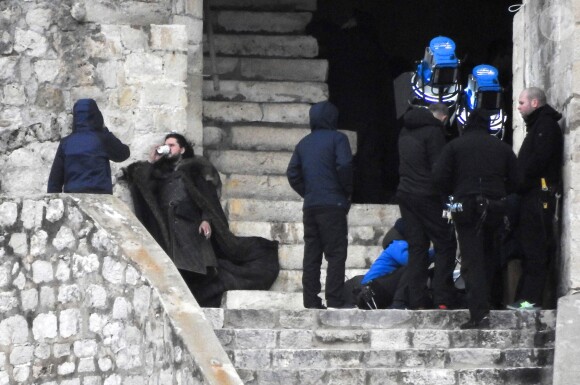 Kit Harrington sur le tournage de la saison 8 de Game of Thrones à Dubrovnik en Croatie, le 7 février 2018.