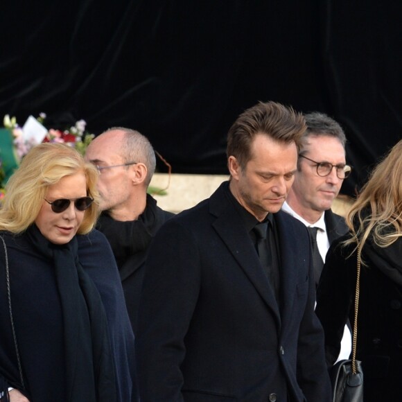 Jean-Jacques Debout, Sylvis Vartan, David Hallyday et Laura Smet - Sorties de l'église de la Madeleine après les obsèques de Johnny Hallyday à Paris le 9 décembre 2017. © Veeren / Bestimage