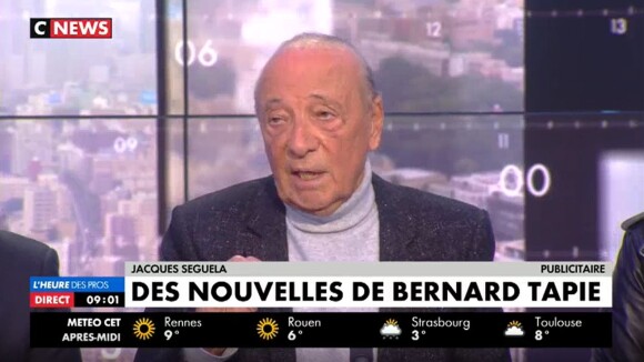 Jacques Séguéla donne des nouvelles de Bernard Tapie lundi 12 février 2018 sur CNEWS.