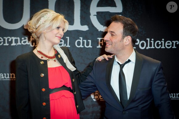 Mario Barravecchia et sa compagne, enceinte, lors de l'ouverture du festival international du film de Beaune le 25 mars 2015