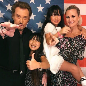 Johnny et Laeticia Hallyday avec leurs filles Jade et Joy, le 26 juin 2017.