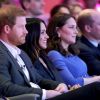 Le prince Harry et Meghan Markle lors du premier forum annuel de la Fondation Royale à Londres le 28 février 2018.