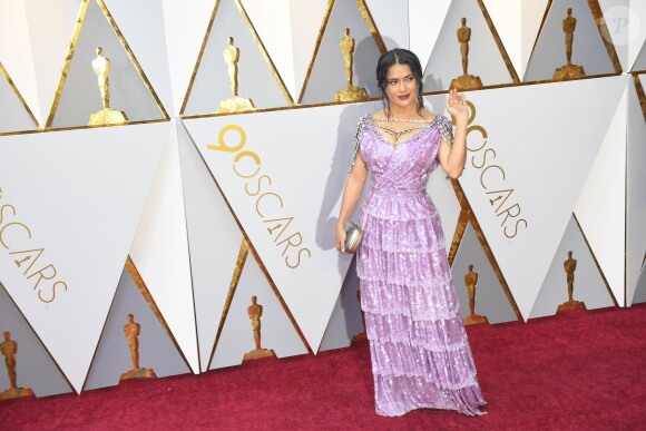 Salma Hayek (robe Gucci) - Arrivées - 90ème cérémonie des Oscars 2018 au théâtre Dolby à Los Angeles, le 4 mars 2018. © Kevin Sullivan via Zuma Press/Bestimage