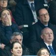 François Hollande et sa compagne Julie Gayet lors du tournoi des six nations de rugby, la France contre l'Angleterre au Stade de France à Saint-Denis, Seine Saint-Denis, France, le 10 mars 2018. Les Bleus s'imposent 22-16. © Cyril Moreau/Bestimage