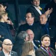 François Hollande et sa compagne Julie Gayet lors du tournoi des six nations de rugby, la France contre l'Angleterre au Stade de France à Saint-Denis, Seine Saint-Denis, France, le 10 mars 2018. Les Bleus s'imposent 22-16. © Cyril Moreau/Bestimage