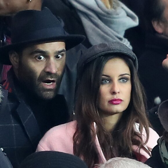 Malika Ménard et Ycare - People au match de ligue 1 Paris Saint-Germain (PSG) - AS Monaco (1-1) au Parc des Princes à Paris, le 29 janvier 2017.