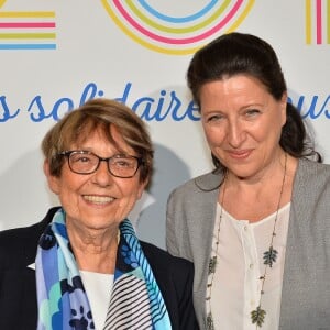 Jacqueline Godet, présidente de la Ligue contre le cancer et Agnès Buzyn, ministre des Solidarités et de la Santé - 100 ans de la lutte contre le cancer à la cité des sciences à Paris, France, le 14 mars 2018. © Veeren/Bestimage