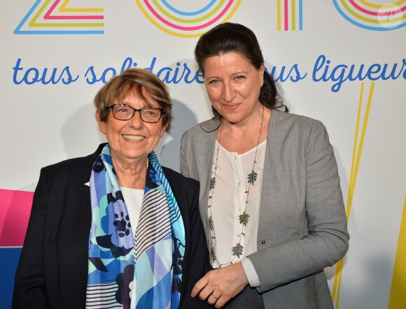 Jacqueline Godet, présidente de la Ligue contre le cancer et Agnès Buzyn, ministre des Solidarités et de la Santé - 100 ans de la lutte contre le cancer à la cité des sciences à Paris, France, le 14 mars 2018. © Veeren/Bestimage