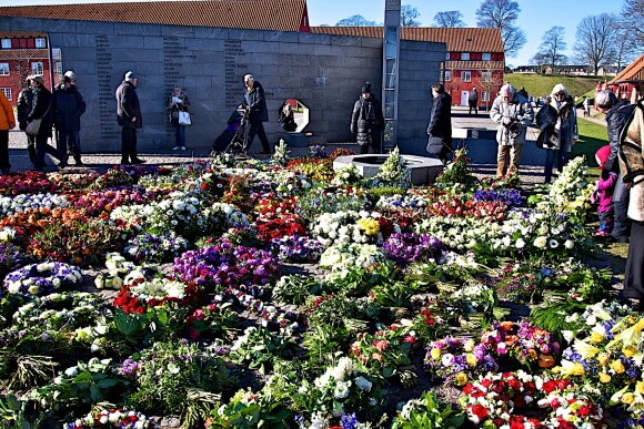 La reine Margrethe a décidé d'installer les fleurs et couronnes des obsèques du prince Henrik sur le monument aux morts à Copenhague le 22 février 2018. 22/02/2018 - Copenhague