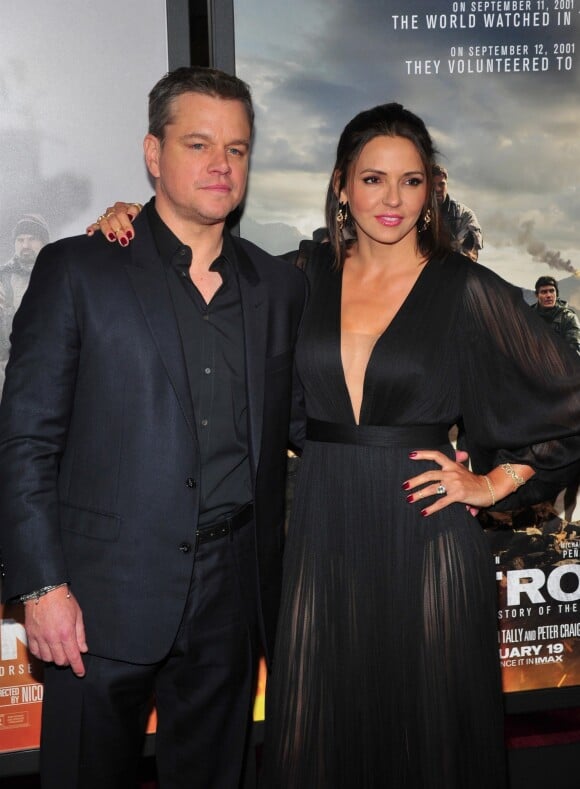 Matt Damon et sa femme Luciana Barroso - Avant-première du film "12 Strong" au Lincoln Center à New York, le 16 janvier 2018.