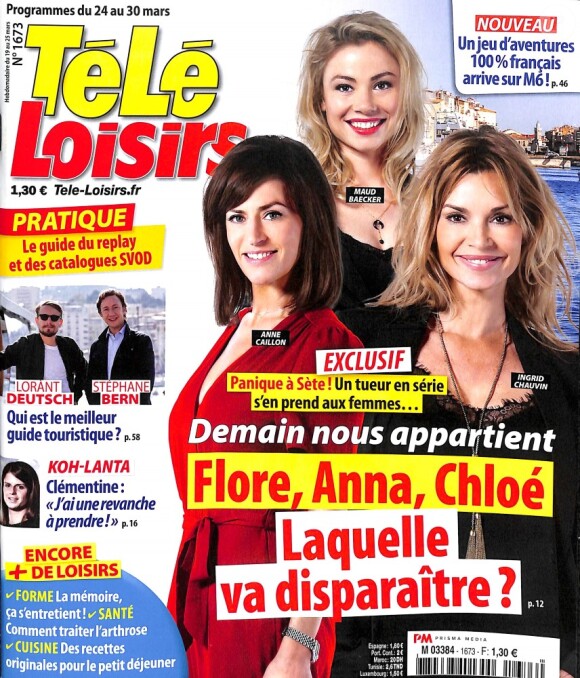 Magazine Télé-Loisirs en kiosques le 19 mars 2018.