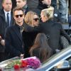 Le président Emmanuel Macron, David Hallyday, Laura Smet, Laeticia Hallyday et ses filles Joy et Jade - Arrivées des personnalités en l'église de La Madeleine pour les obsèques de Johnny Hallyday à Paris le 8 decembre 2017. © Veeren/Bestimage