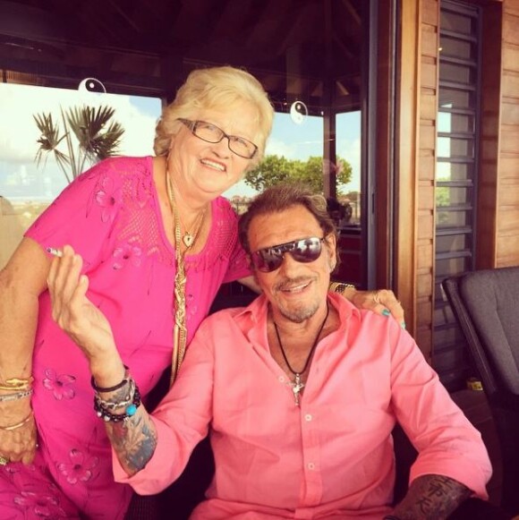 Elyette Boudou, alias Mamie Rock, avec Johnny Hallyday sur Instagram, le 8 août 2015.