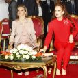 La princesse Lalla Salma du Maroc avec la reine Letizia d'Espagne le 15 juillet 2014 à Rabat.