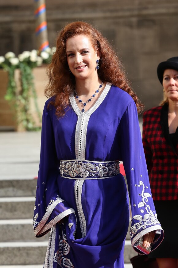 La princesse Lalla Salma du Maroc au mariage religieux du prince Guillaume de Luxembourg et de la comtesse Stephanie de Lannoy, le 20 octobre 2012.