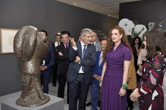 La princesse Lalla Salma du Maroc le 15 mai 2017 lors du vernissage de l'exposition Face à Picasso au Musée Mohammed VI d'art moderne et contemporain à Rabat.