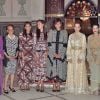 La princesse Lalla Salma du Maroc (caftan doré) au côté de Michelle Obama et ses filles Malia et Sasha le 28 juin 2016 à Marrakech.