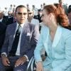 Le roi Mohammed VI du Maroc et la princesse Lalla Salma sur le Charles-de-Gaulle à Toulon le 15 août 2014 avec Jacques et Bernadette Chirac.
