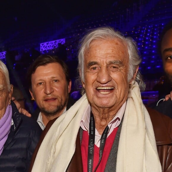 Exclusif - Charles Gérard, Jean-Paul Belmondo et Marc Zinga lors du gala de boxe organisé par Univent Production au Palais des Sports de Marseille le 24 mars 2018. © Bruno Bebert/Bestimage