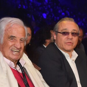 Charles Gérard, Jean-Paul Belmondo et Louis Acariès lors du gala de boxe organisé par Univent Production au Palais des Sports de Marseille le 24 mars 2018. © Bruno Bebert/Bestimage